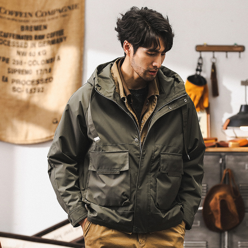 美式復古軍綠色工裝外套男春秋2024新款潮牌硬漢帥氣潮流秋季夾克