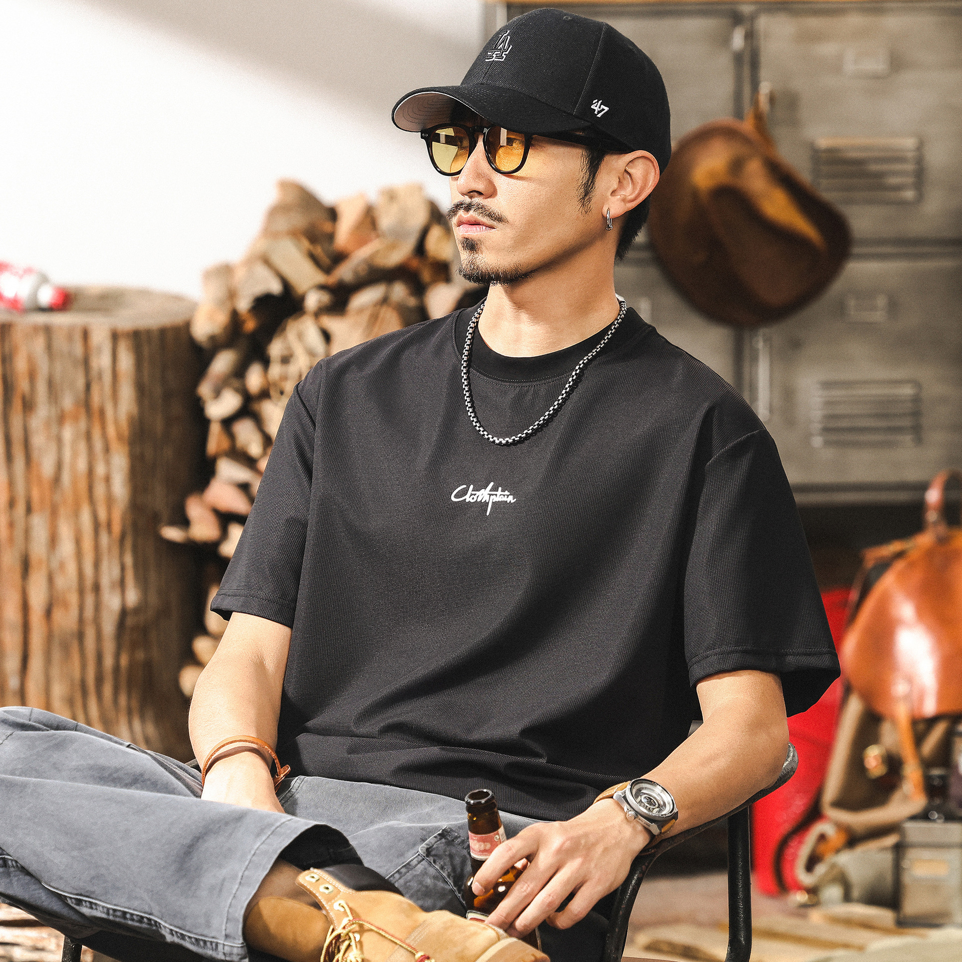 兼顧運動透氣速乾短袖男款夏季潮牌美式復古薄款T恤寬鬆男士上衣