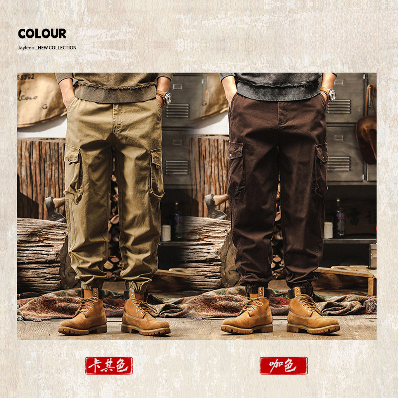 美拉德重磅復古咖色工裝褲子男秋季新款潮牌直筒寬鬆男士休閒褲潮