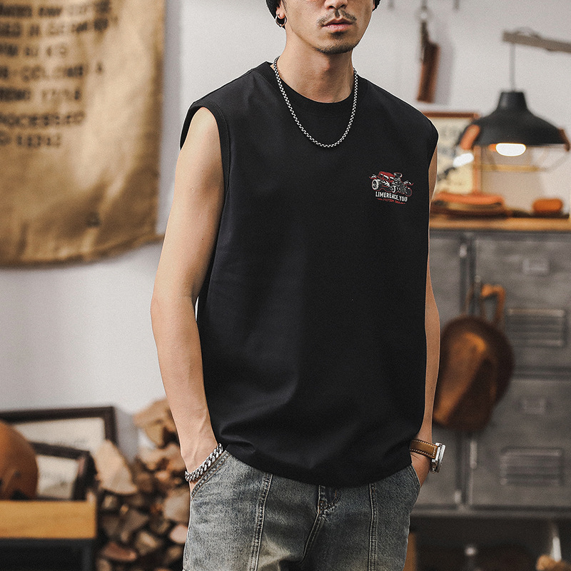 杰雷諾男士背心夏季潮牌痞帥寬鬆運動健身坎肩男款美式無袖男T恤
