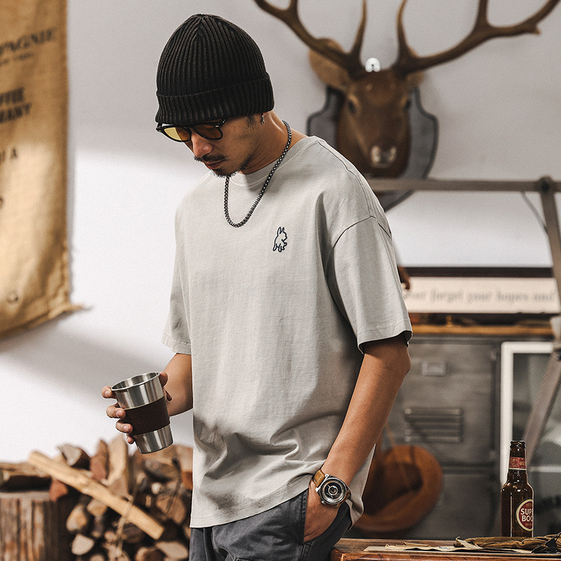 美式復古250g重磅T恤男短袖2025夏季新款潮流百搭T恤男士休閒上衣