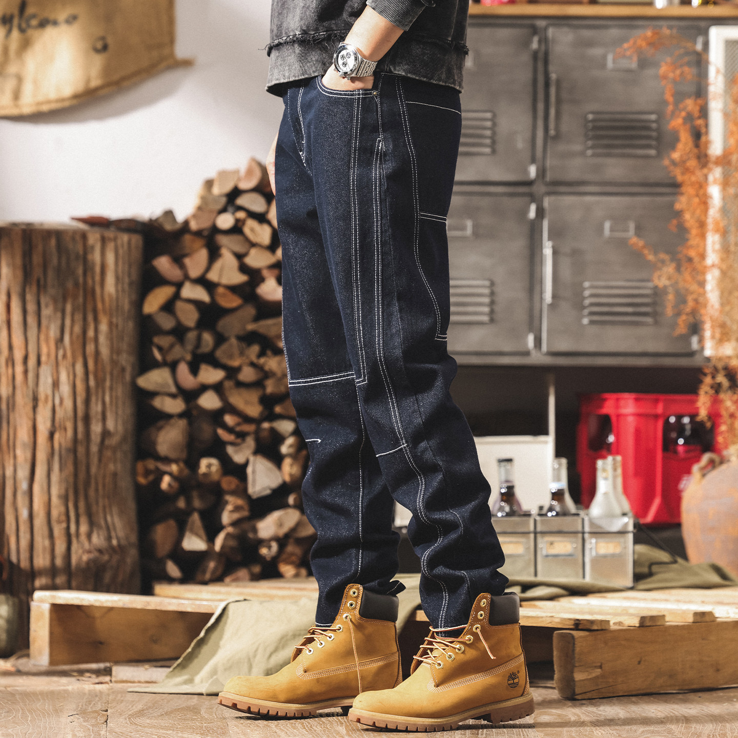 美式復古丹寧水洗直筒牛仔褲男2026春季新款原色潮流寬鬆休閒褲男