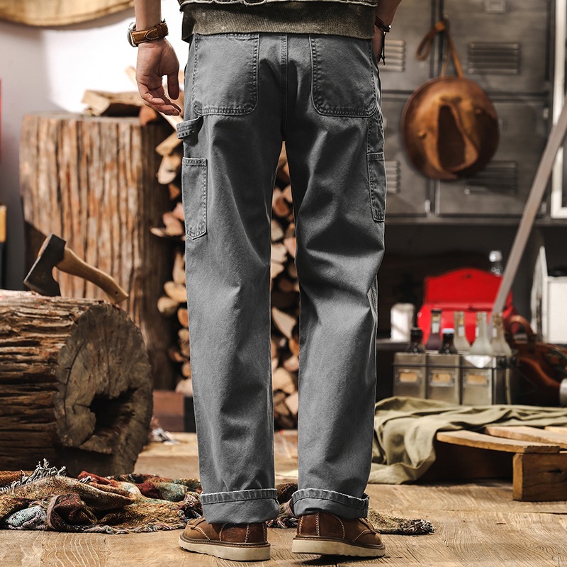 珠帆格直筒休閒褲男春季2025新款美式潮牌復古寬鬆硬朗牛仔褲