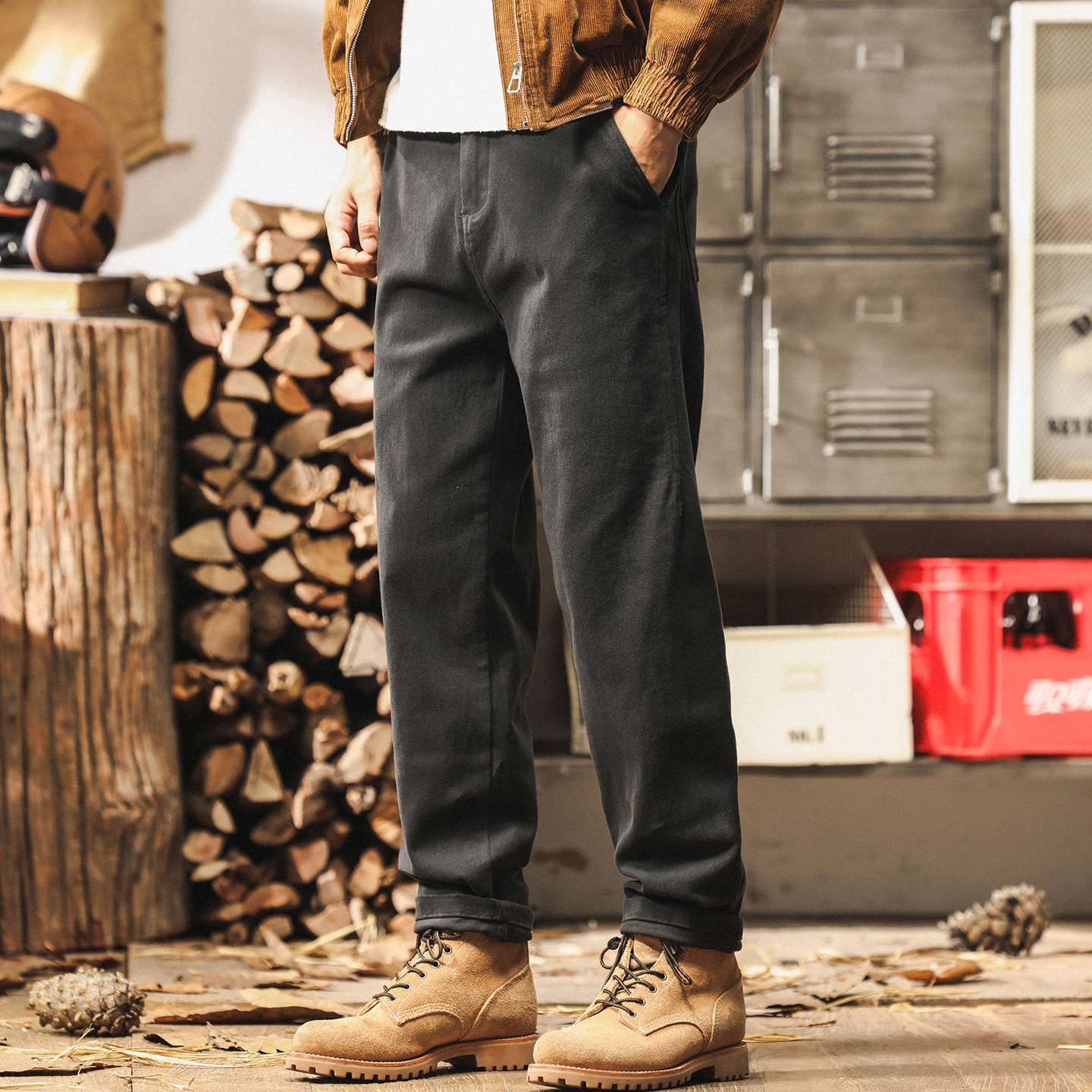 美式復古工裝褲男秋季2025新款男士簡約褲子男春秋直筒休閒褲男褲