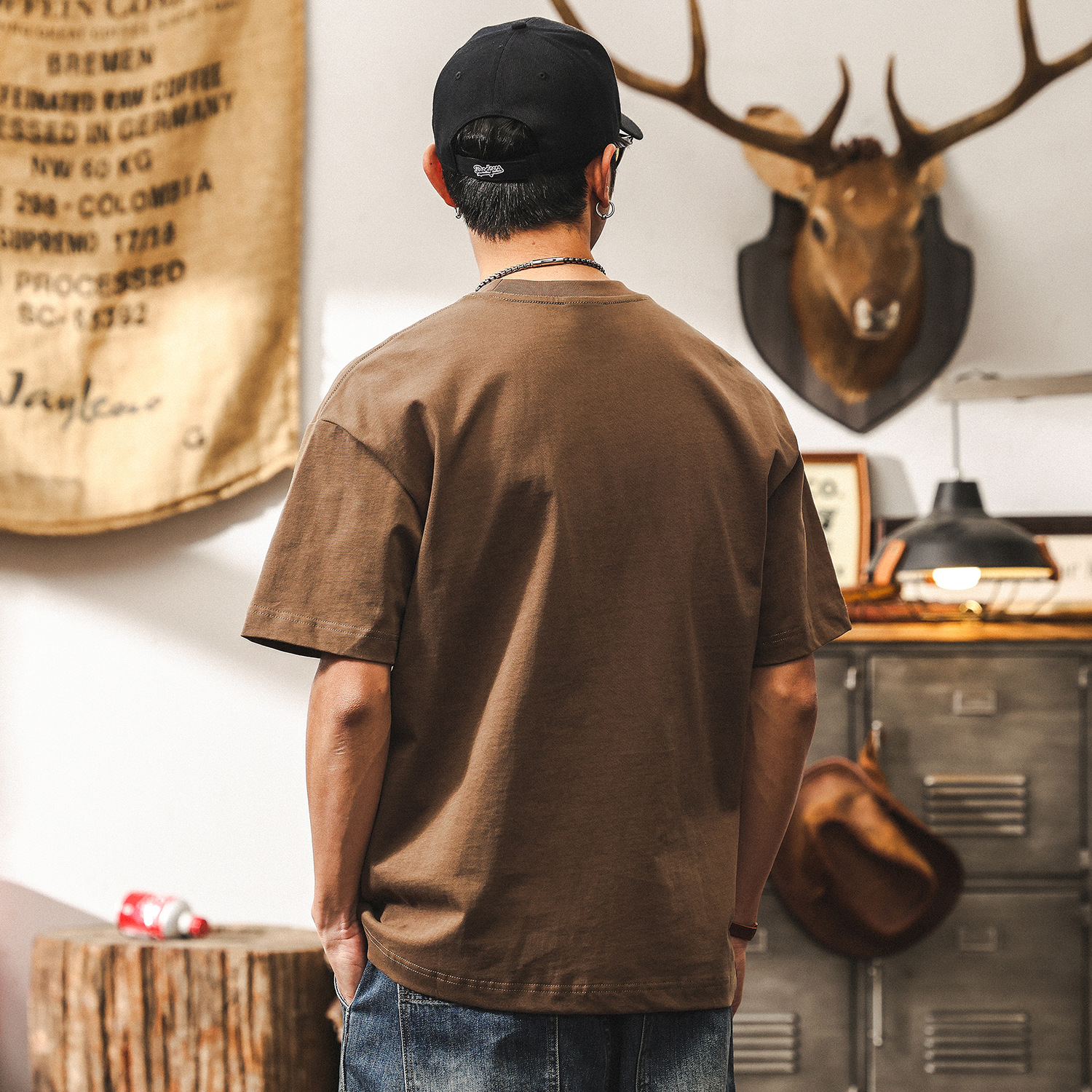 美式復古280g重磅T恤男短袖夏季涼感上衣半截袖寬鬆大碼男裝