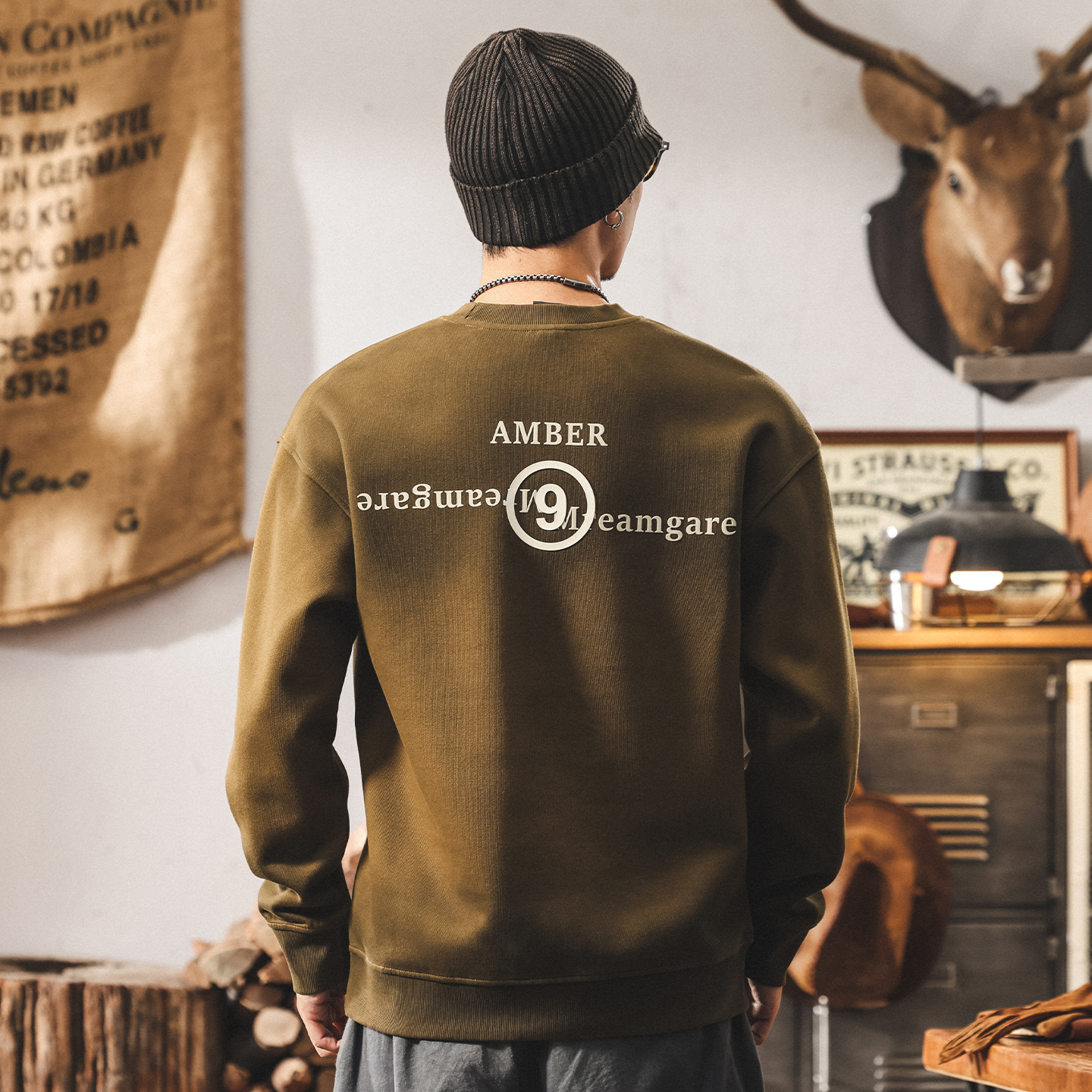 美式復古360g重磅衛衣男春秋新款潮牌漸變水洗寬鬆大碼休閒上衣男