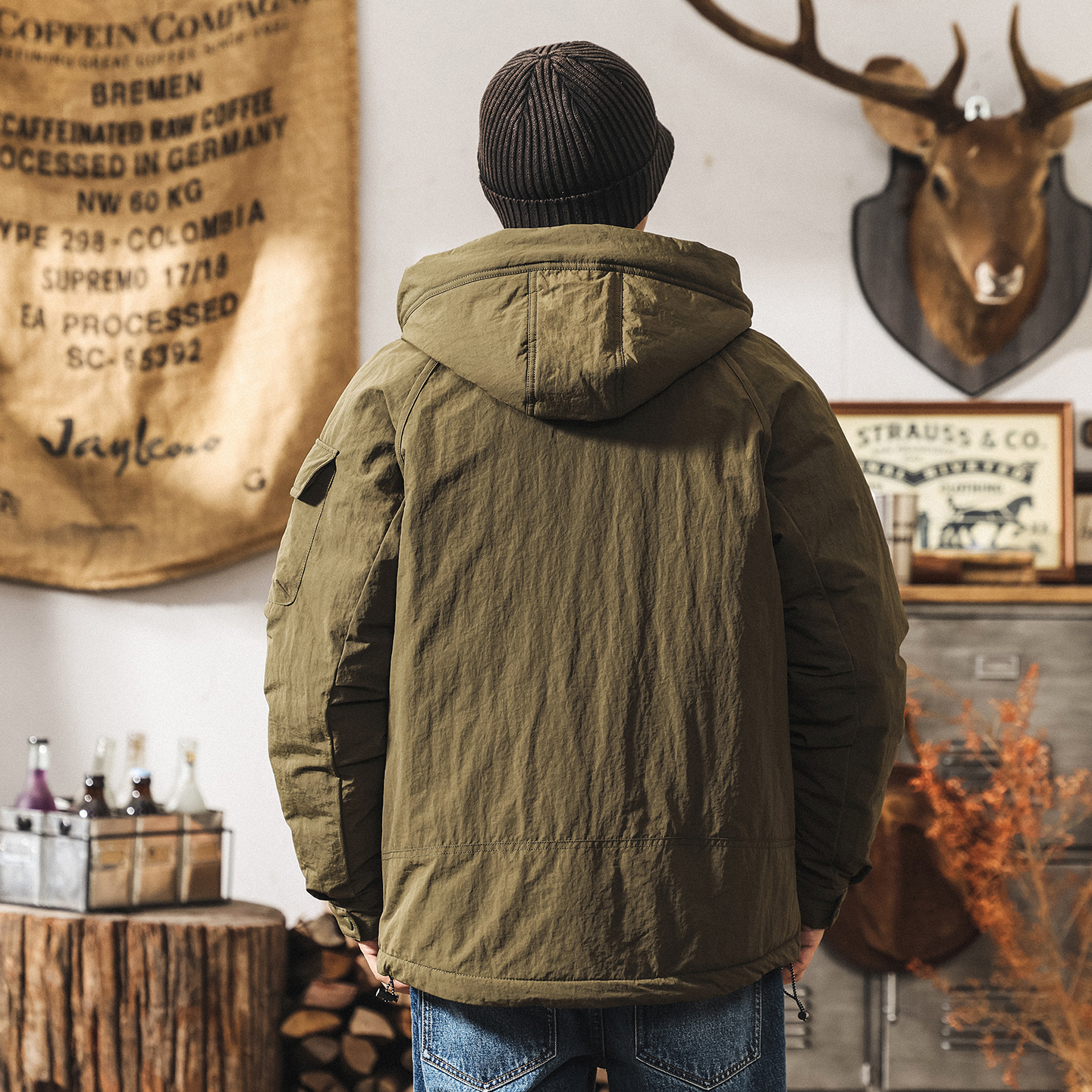 美式復古90%鴨絨工裝羽絨服男冬季潮牌戶外山地獵裝防水連帽外套