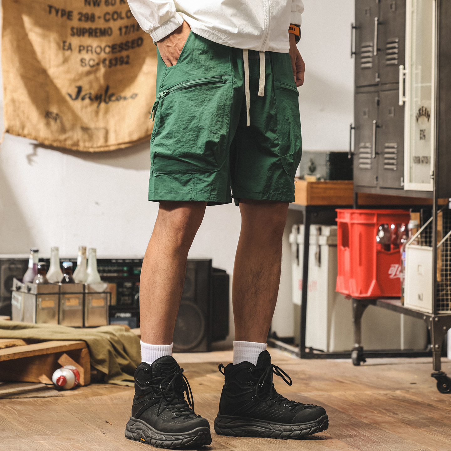 美式山系冰絲短褲男士2025新款夏季薄款潮牌寬鬆大碼休閒五分褲男