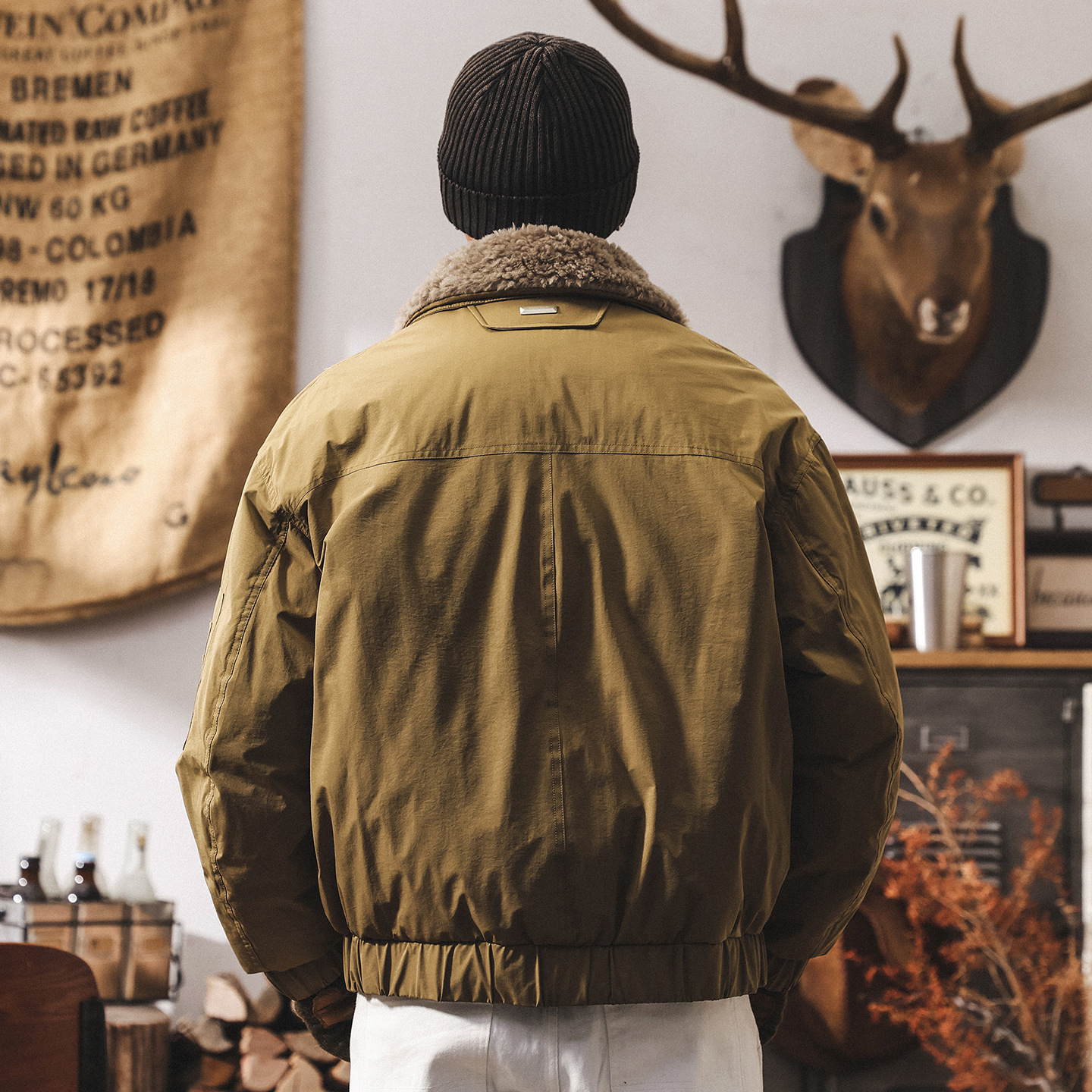 美式復古90%純白鴨絨羊毛領羽絨服男冬季加厚戶外工裝潮牌外套男