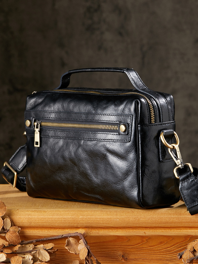 原創手工植鞣牛皮單肩包男士真皮斜挎包休閒時尚多功能手提包男包