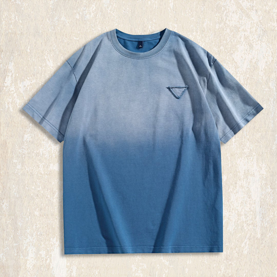 阿蘇特洗褪重磅T恤男夏季短袖潮流漸變水洗安可拉紅男士上衣