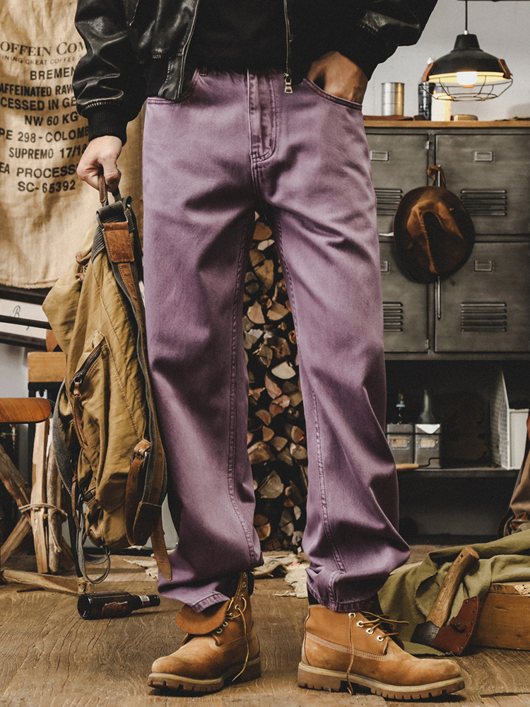 美式經典復古直筒牛仔褲男秋季潮牌褲子男寬鬆簡約百搭男士休閒褲