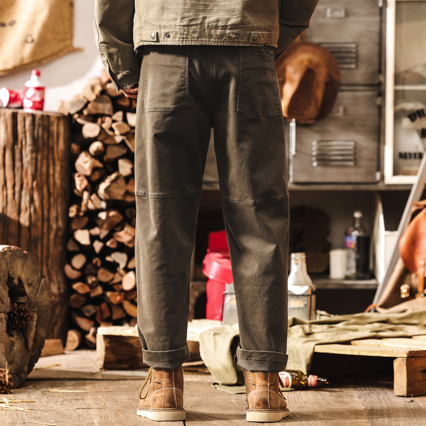 美式復古重磅工裝褲子男2025新款潮流男士休閒褲秋季寬鬆直筒男褲