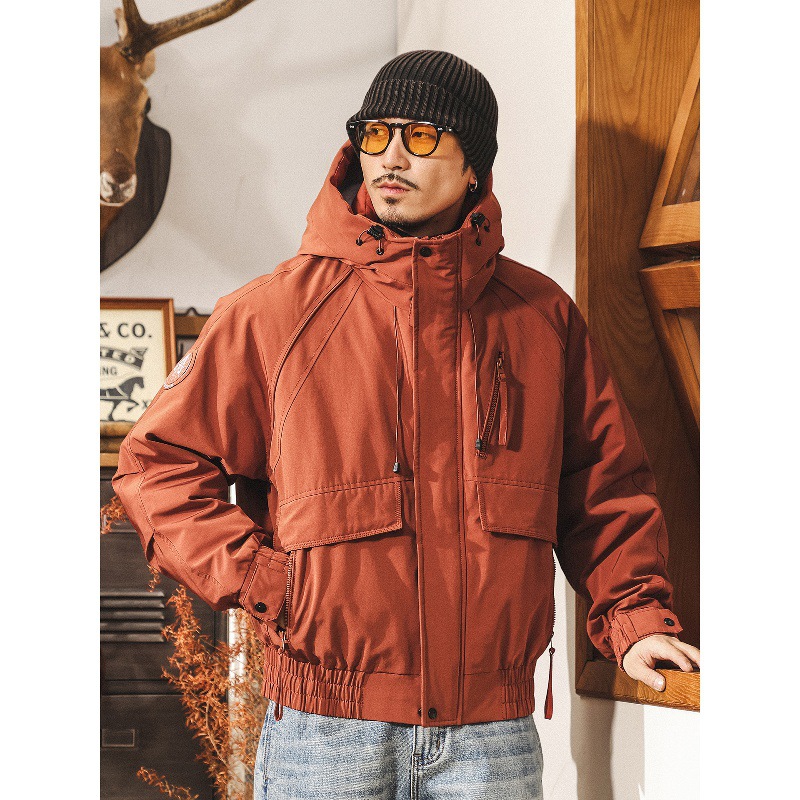 美式復古90%純白鴨絨羽絨服男冬季連帽保暖加厚機能工裝外套男款