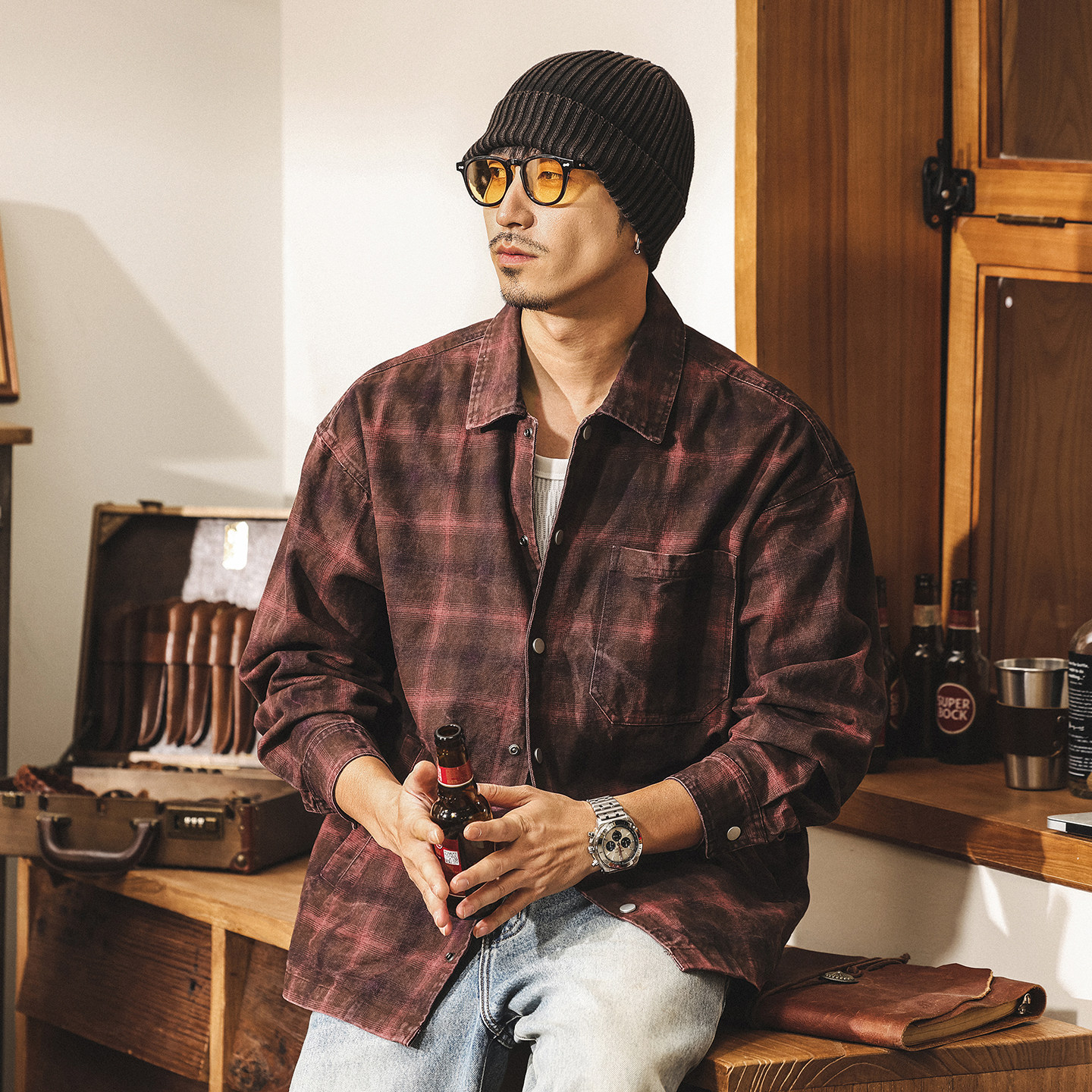 美式復古硬朗工裝夾克男春季新款帥氣寬鬆潮流外套男春秋水洗襯衫