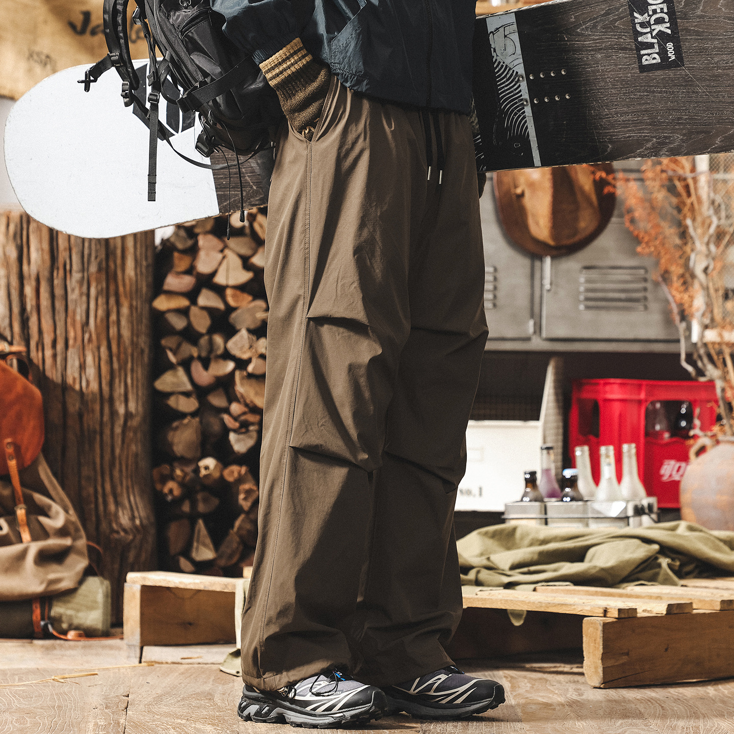 【極寒系列】冬季90%白鴨絨滑雪羽絨褲男加厚防風保暖機能傘兵褲