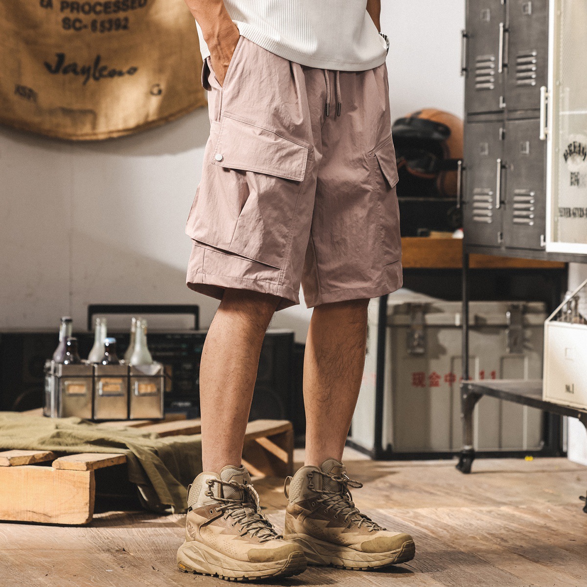 美式戶外冰絲工裝短褲男夏季新款運動五分褲寬鬆潮牌休閒速幹中褲