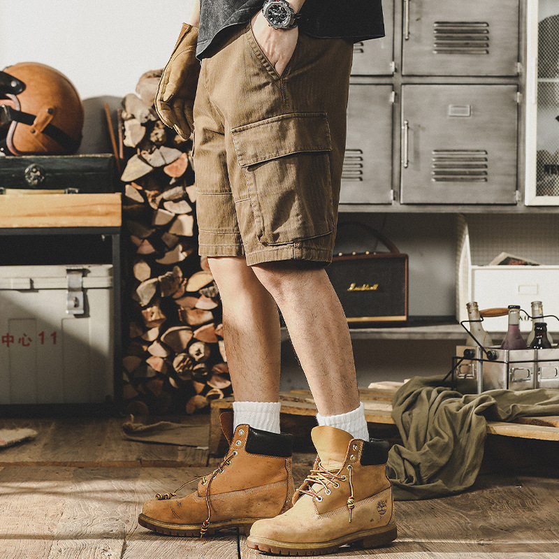 杰雷諾美式復古重磅工裝短褲男潮牌斜紋涼感大碼運動休閒5分褲男