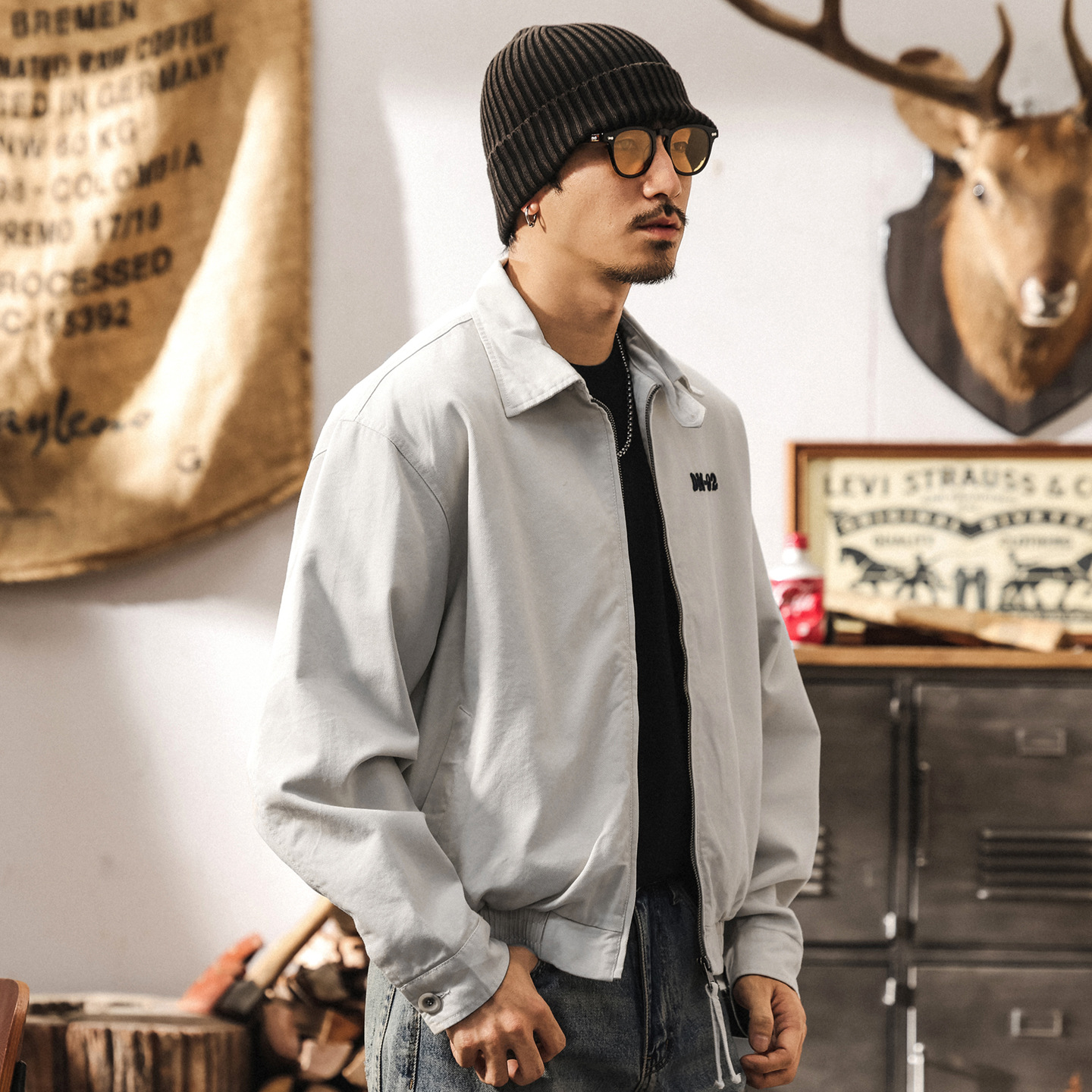 美式復古老錢風外套男寬鬆春秋2025新款款帥氣短款男神行政夾克男