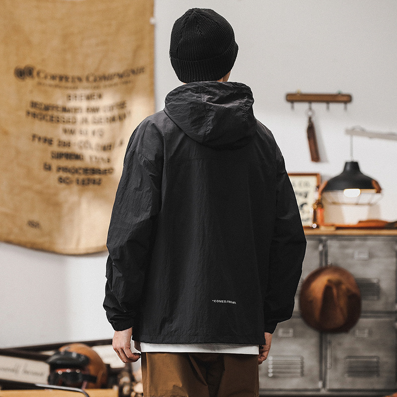 夏季輕薄涼感防曬衣男款美式戶外通勤機能梭織外套防紫外線防曬服