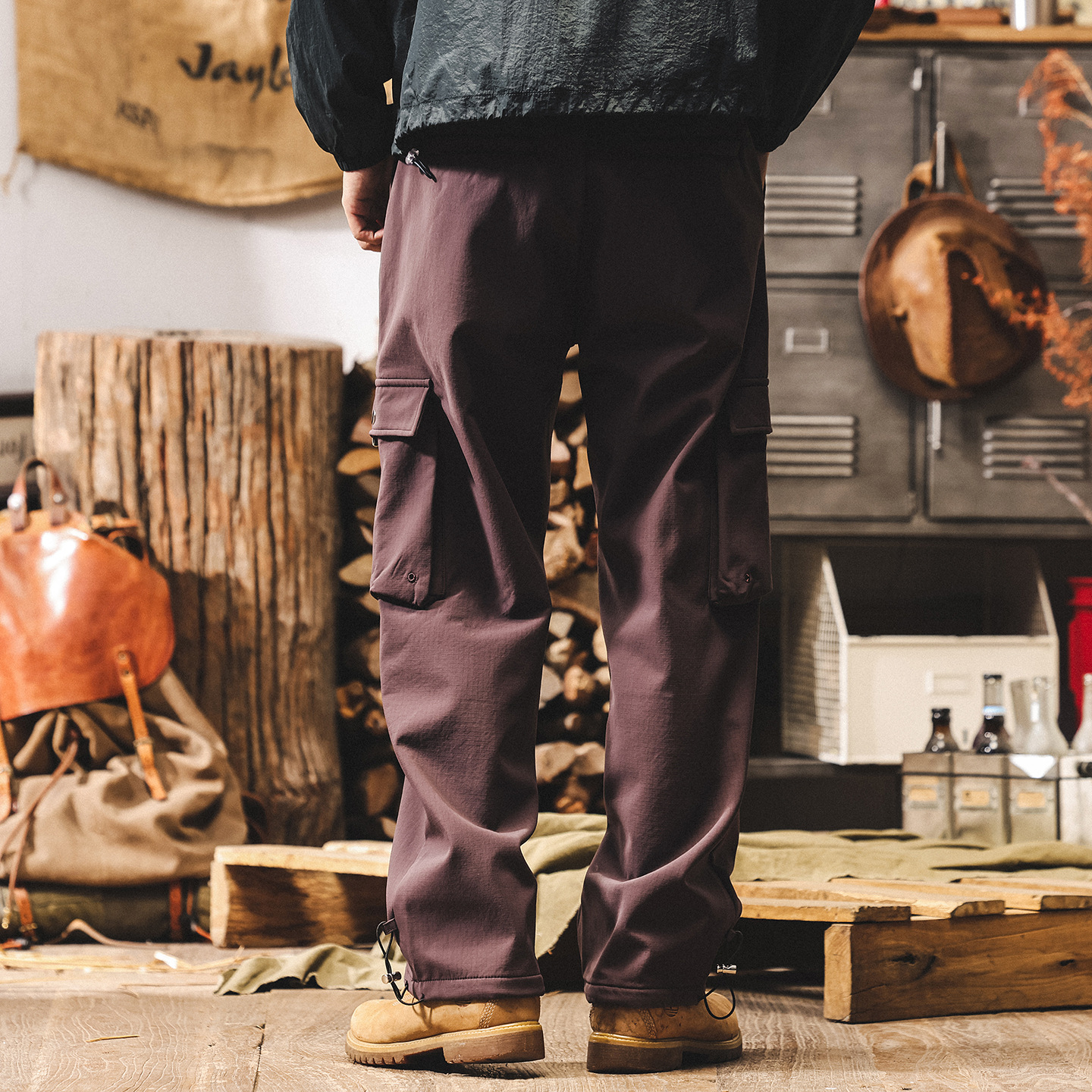 美式復古加絨工裝褲子男冬季新款加厚戶外傘兵褲寬鬆直筒休閒褲男