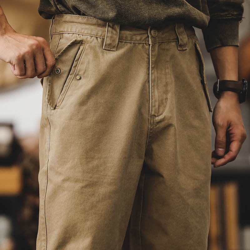 美式復古工裝褲子男春季潮牌寬鬆直筒休閒褲男春秋耐磨馬褲九分褲