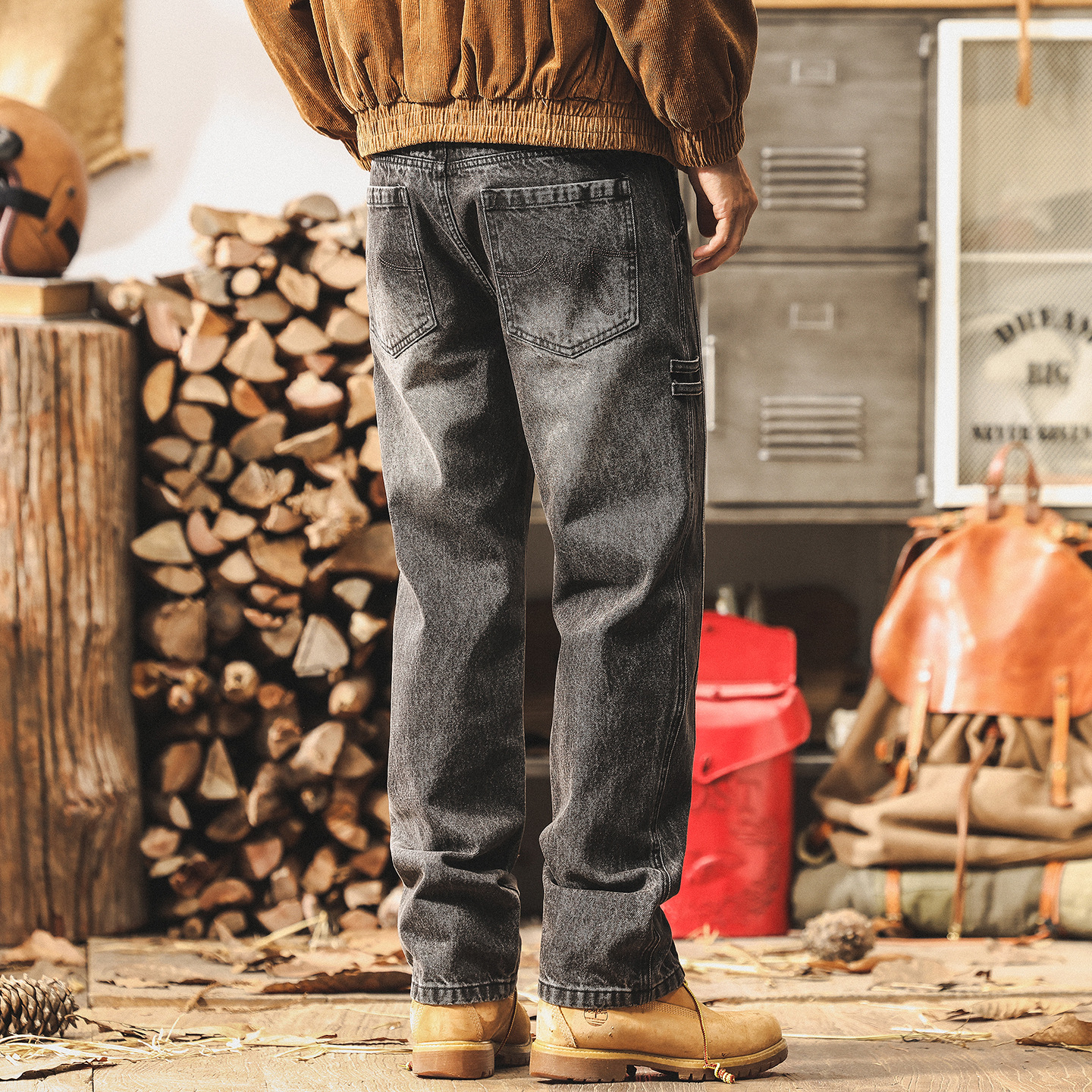 美式復古水洗牛仔褲男秋季潮牌vibe工裝褲子男寬鬆直筒男士休閒褲