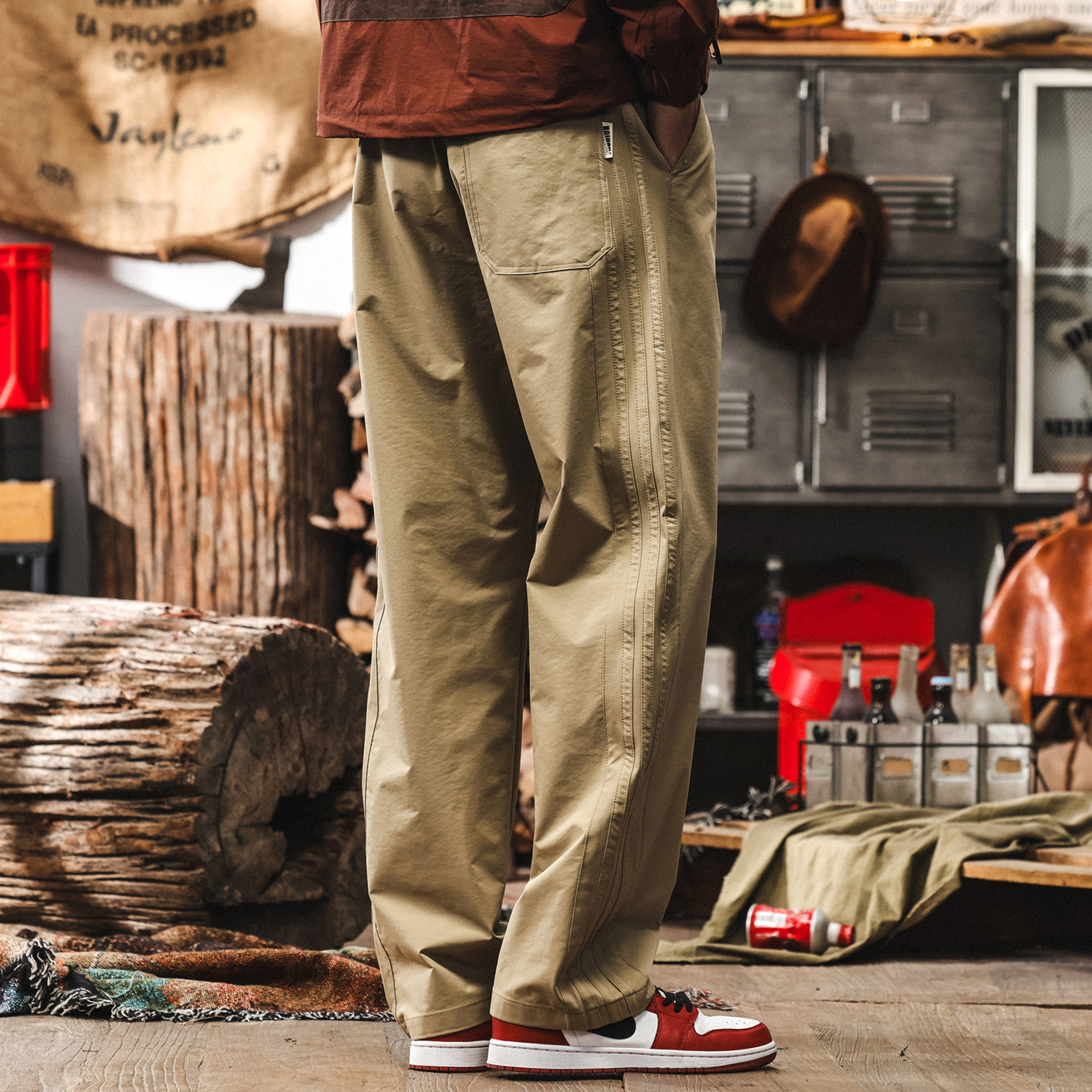 美式復古卡其色休閒褲男薄款男士褲子鬆弛感寬鬆直筒大碼速幹長褲