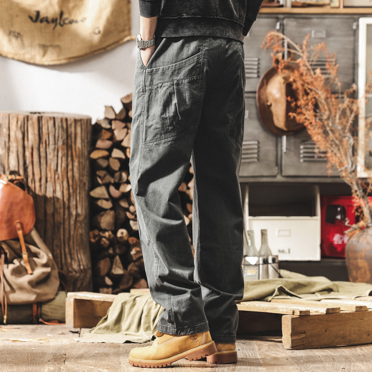 美式復古伐木工裝褲子男2026新款潮牌水洗直筒褲春季寬鬆休閒長褲