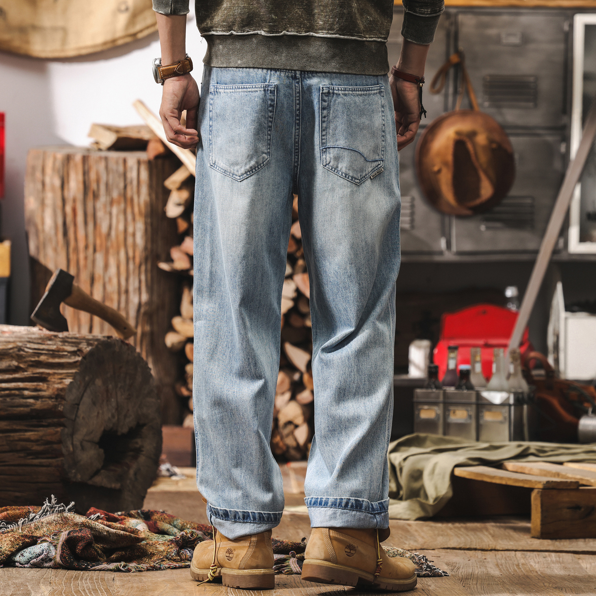 萊賽爾牛仔褲男直筒2025新款夏季薄款美式復古褲子男春季休閒長褲