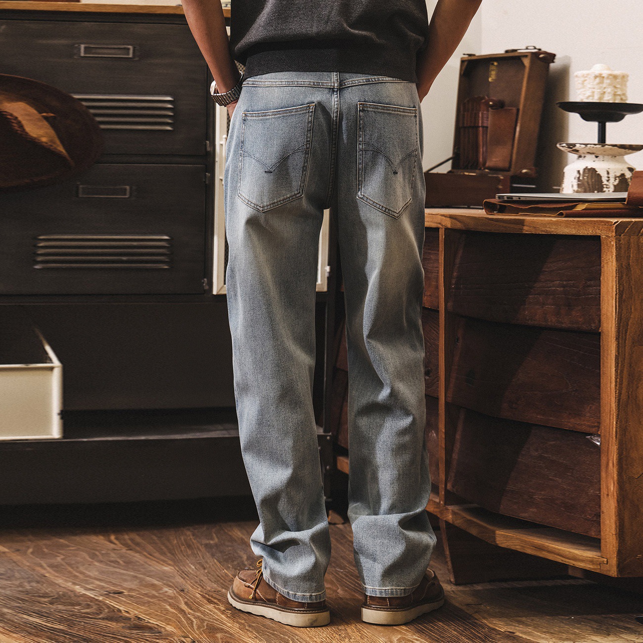 美式復古春季男款牛仔褲彈力直筒2026新款潮牌男士褲子寬鬆休閒褲