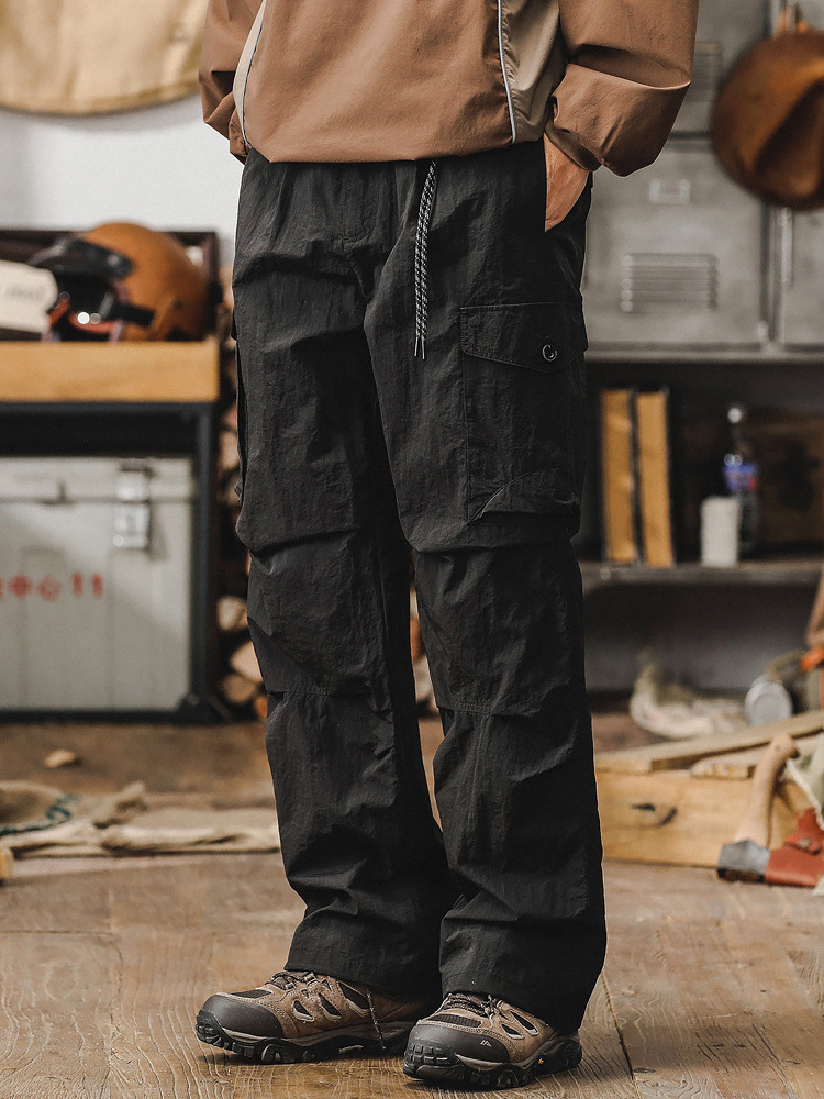 高級感工裝褲子男寬鬆直筒男士休閒褲城市戶外通勤機能戰術衝鋒褲