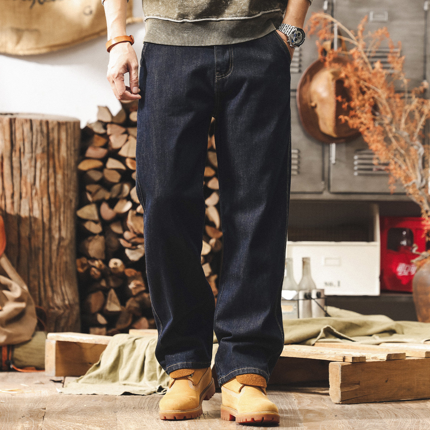美式復古水洗直筒牛仔褲男2026春季新款潮牌褲子男士寬鬆休閒長褲
