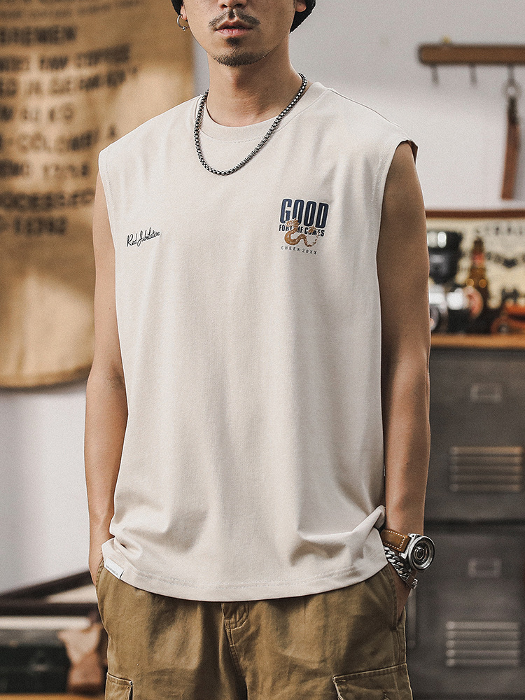 杰雷諾運動健身背心男夏季潮牌新中式坎肩上衣寬鬆無袖T恤男