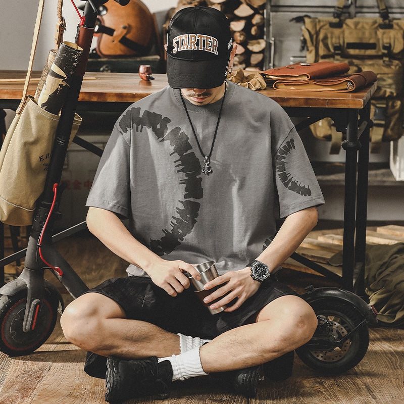 杰雷諾美式復古280g重磅T恤男短袖夏季新款寬鬆上衣半截袖男裝潮T