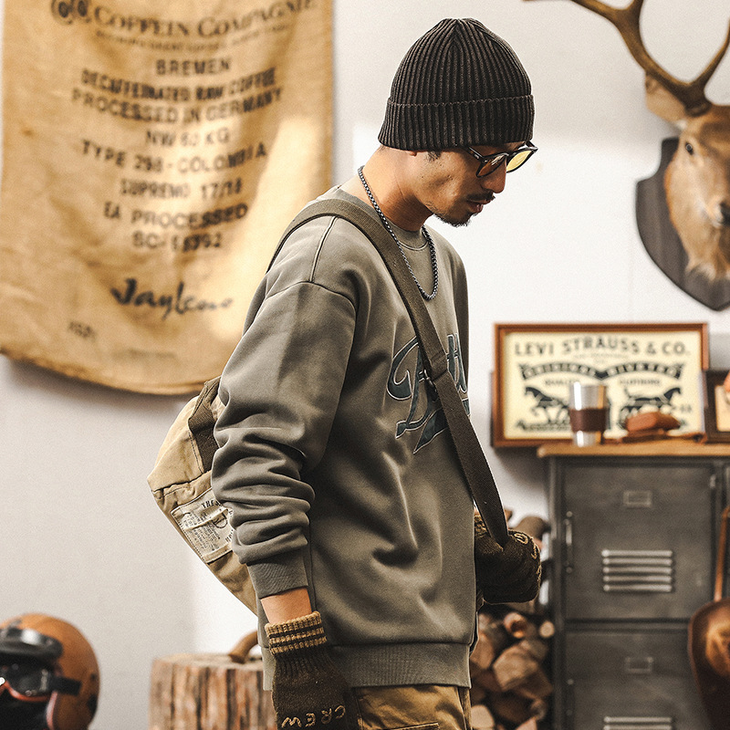 美式復古重磅羊羔絨衛衣男冬季2024新款潮牌寬鬆加絨外套男秋冬款