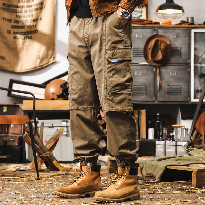 美式復古工裝褲男款秋季潮牌寬鬆休閒長褲2024新款戶外黑色褲子男