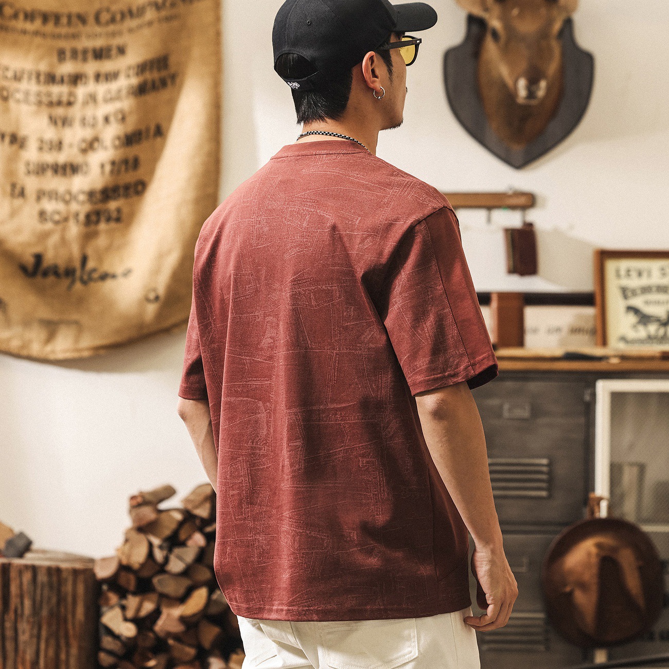 美式復古重磅T恤短袖男款夏季2026新款潮牌印花寬鬆半袖體恤