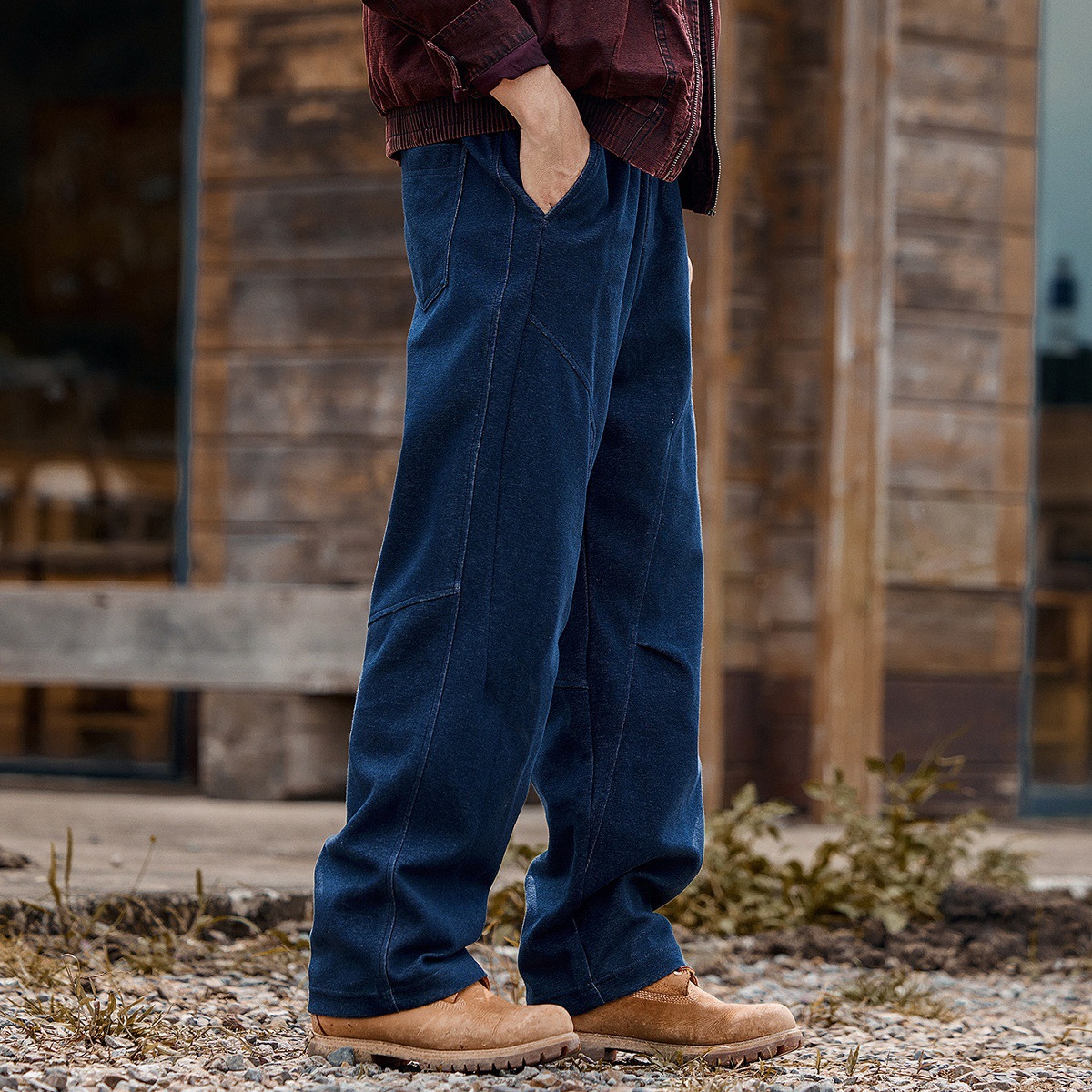 美式復古重磅40支針織衛褲男2026春季新款直筒男士褲子寬鬆休閒褲