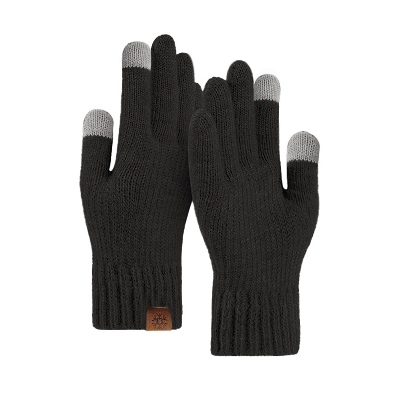冬季手套男保暖防寒觸屏手套戶外雙層防寒加厚加絨針織手套
