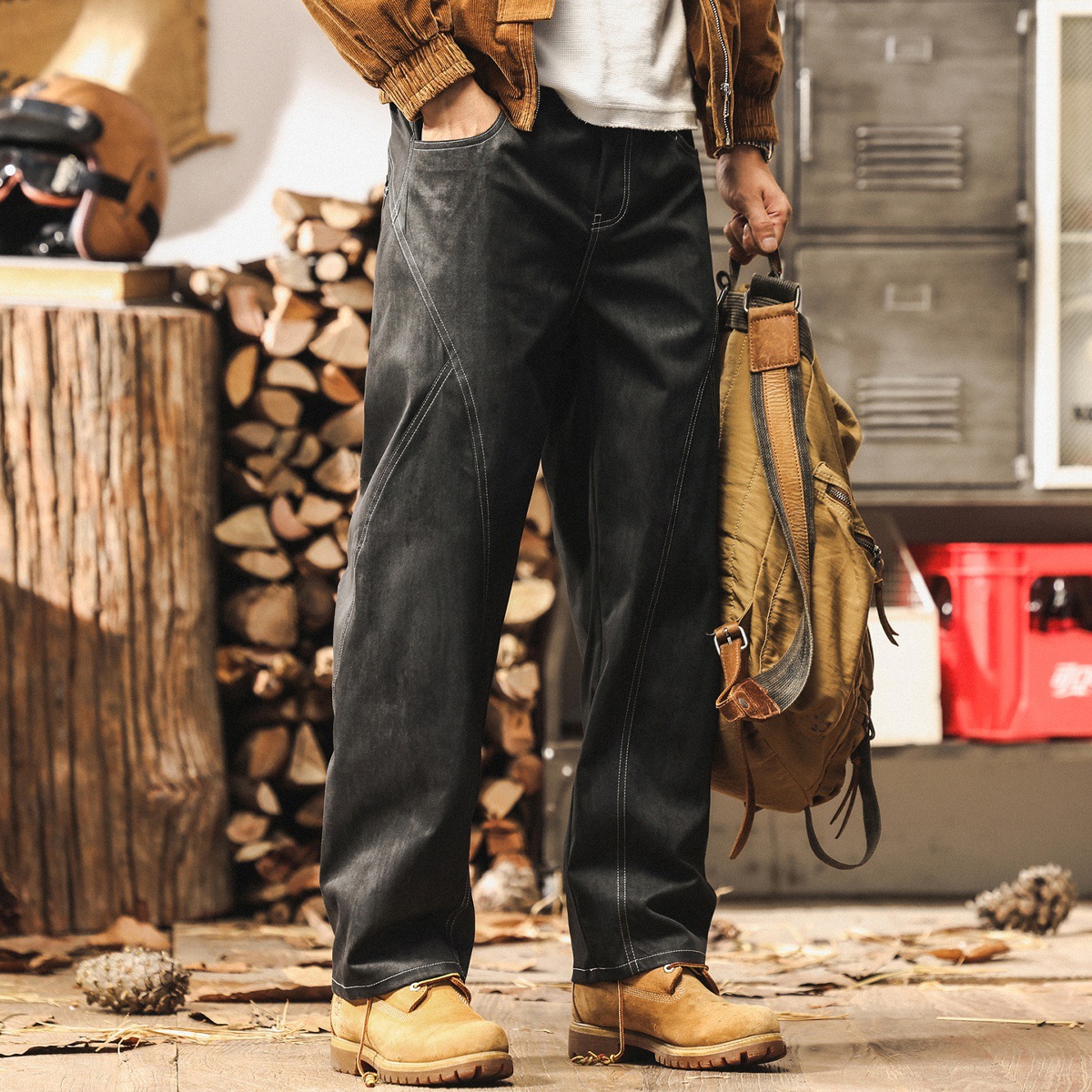美式復古潮流髒染水洗工裝褲子男秋季2025新款直筒寬鬆男士休閒褲