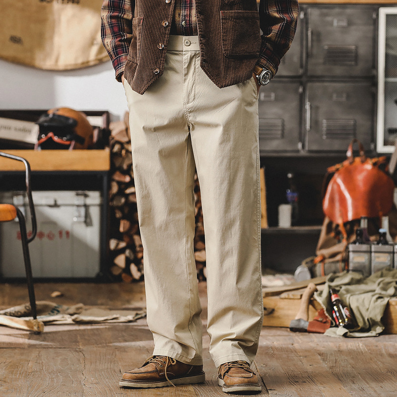 簡約潮牌工裝褲子男美式2024新款春季薄款男褲寬鬆直筒男士休閒褲