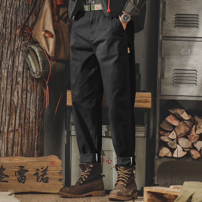 杰雷諾美式復古經典淨版簡約休閒褲男秋季潮牌錐形直筒工裝褲子男
