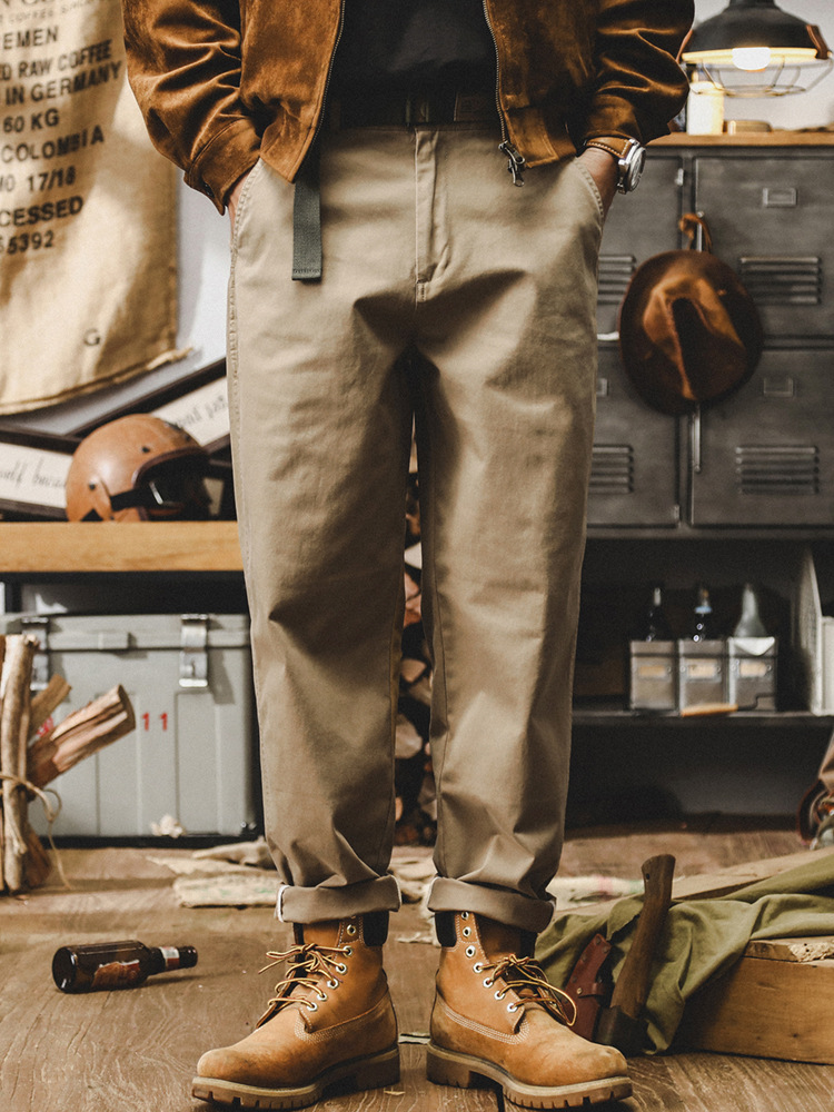 杰雷諾美式復古黑色簡約休閒褲子男秋季潮牌寬鬆直筒重磅工裝褲男