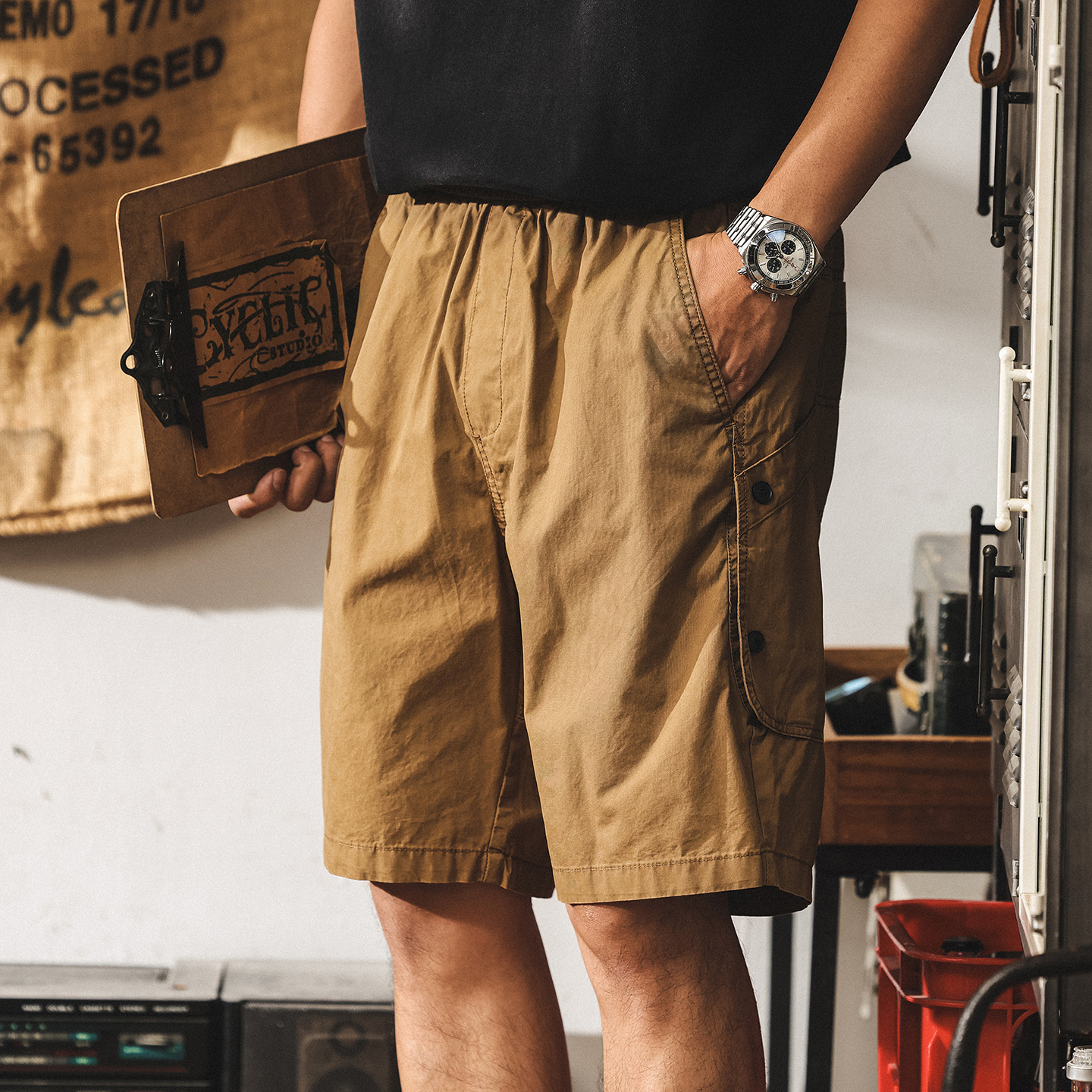 美式復古工裝短褲男夏季新款休閒潮牌中褲寬鬆直筒男士五分褲子男