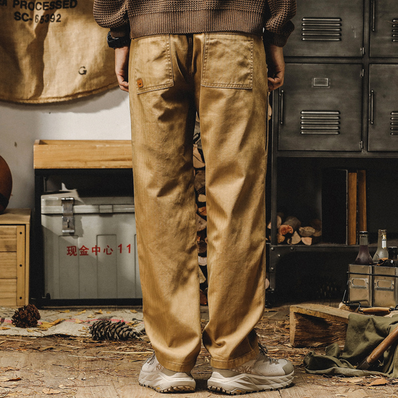 美式復古工裝褲子男春秋款2024年新款寬鬆直筒潮牌簡約基礎休閒褲