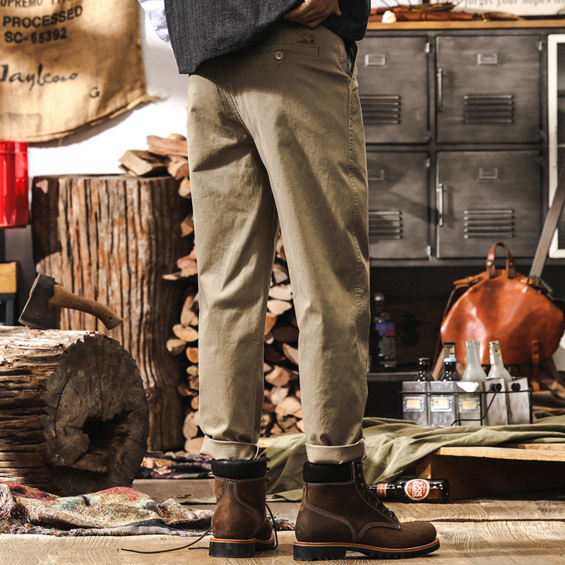 美式復古重磅簡約工裝褲子男春季2025新款寬鬆直筒男士百搭休閒褲