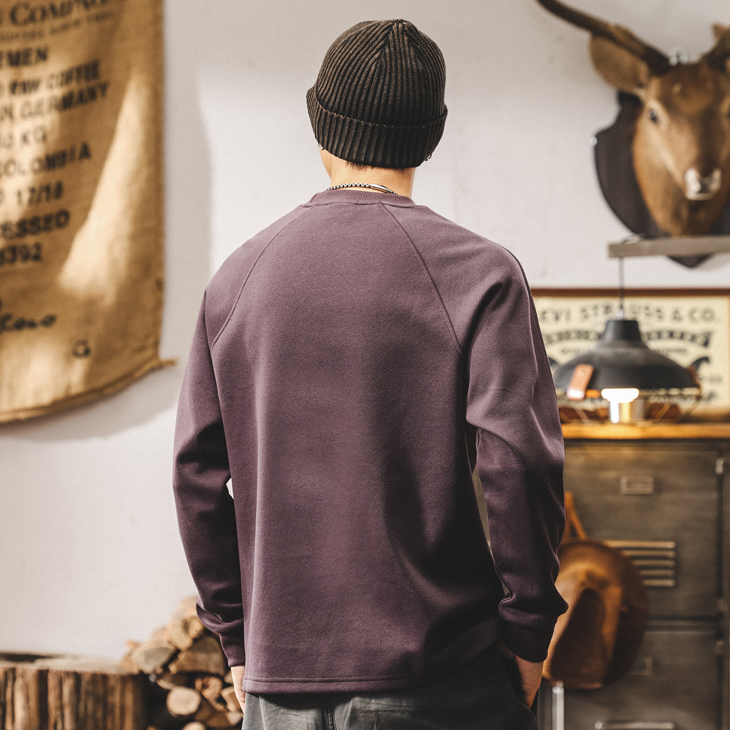 美式復古300g重磅t恤男長袖秋季2025新款圓領衛衣男春秋寬鬆上衣T