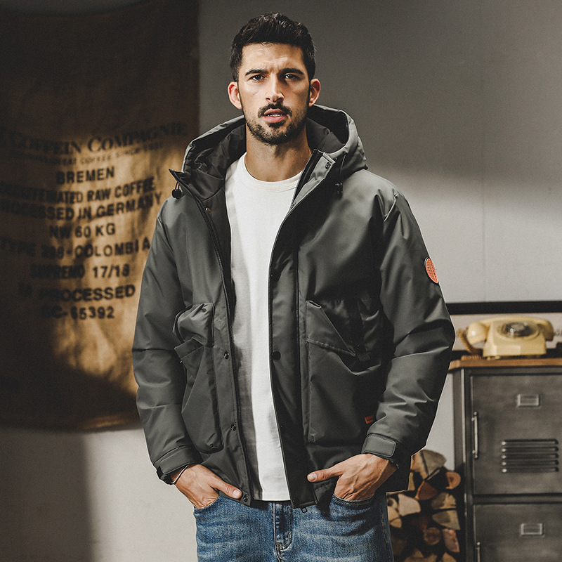 杰雷諾美式連帽羽絨服男冬季2023年新款寬鬆戶外工裝外套男秋冬款