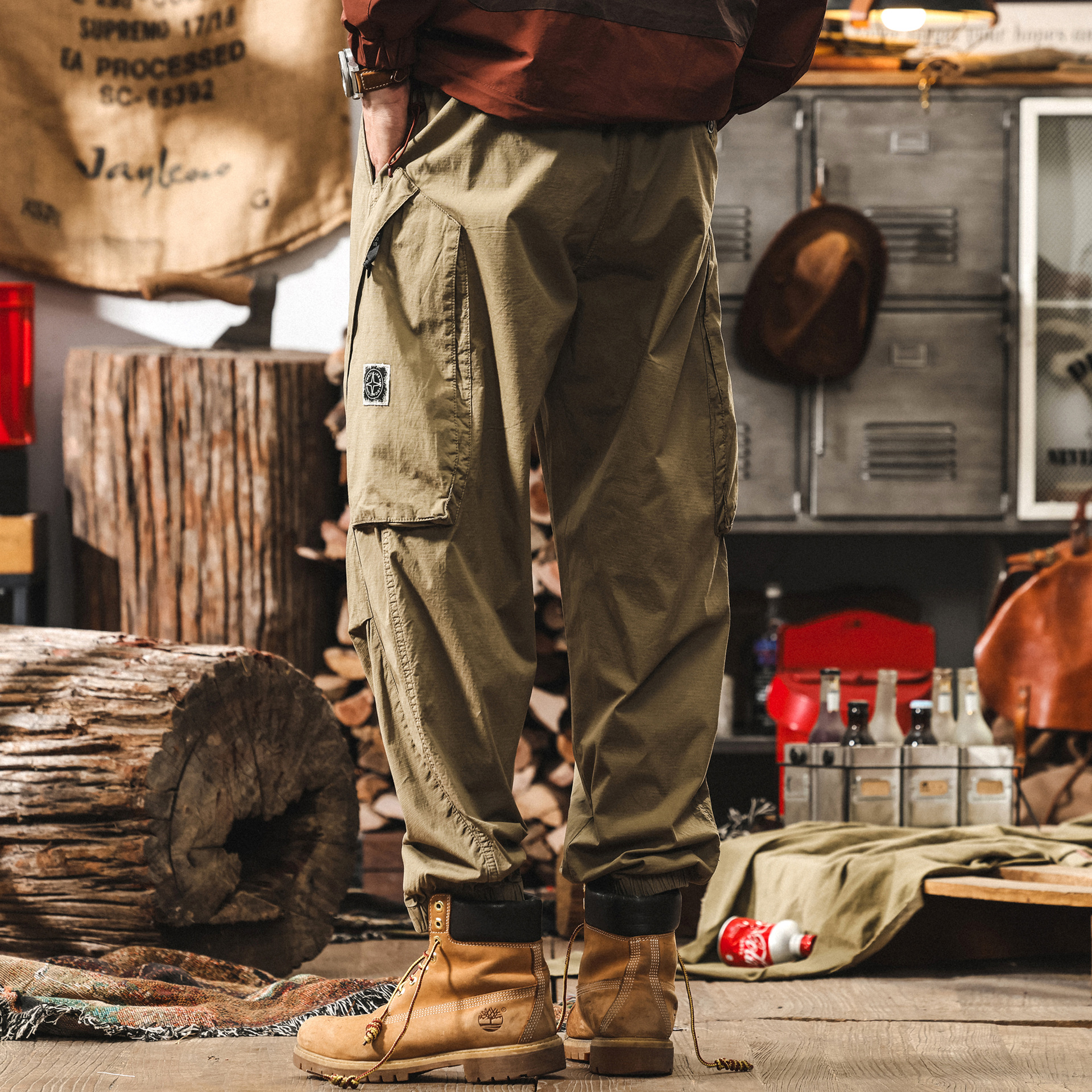 山系戶外機能工裝褲子男夏季薄款直筒長褲美式復古寬鬆潮牌休閒褲